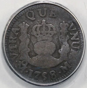 1758 1/2r Mo, M Mexico Half Real ANACS AG 3 - Picture 1 of 5