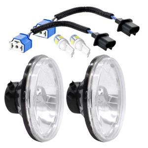 7Inch LED GLASS Headlight Round, ORIGINAL CLASSIC LOOK Conversion Chrome PAIR - Foto 1 di 11