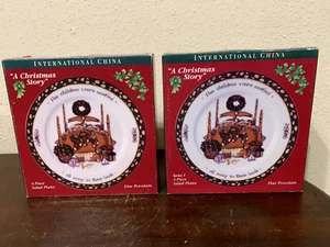 Plato de ensalada International China Christmas Story 8,25" Susan Winget 1996 Set 8 WB - Imagen 1 de 20
