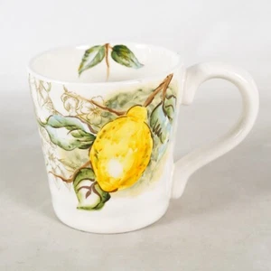 Maxcera Zitrone Obst Jumbo Handarbeit Keramik Kaffeebecher Teetasse gelb weiß - Bild 1 von 14