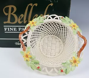 Belleek Flowers of Christmas Basket MINT in Box Woven 4-Strand Porcelain Irish - Picture 1 of 11