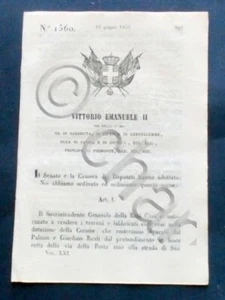 Decreto Vittorio Emanuele II - Vendita terreni e fabbricati della Corona- 1853 - Picture 1 of 1