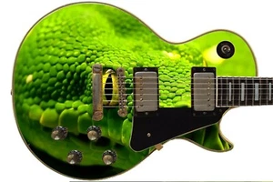 Guitar Skin Axe Wrap Reskin Bass Electric Reface Lime Tree Python Snake 686 - Picture 1 of 17