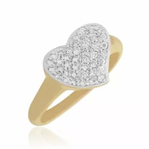 1ct Simulated Diamond Heart Shape Engagement Ring For 14k Yellow Gold Plated - Picture 1 of 3
