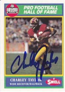 CHARLEY TAYLOR SIGNED 1990 SWELL FOOTBALL CARD REDSKINS HOF84 RIP! - Picture 1 of 1