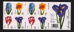 2005 Spring Flowers Sc 3903b mint 37c booklet of 20 plate number P1111 - Picture 1 of 1