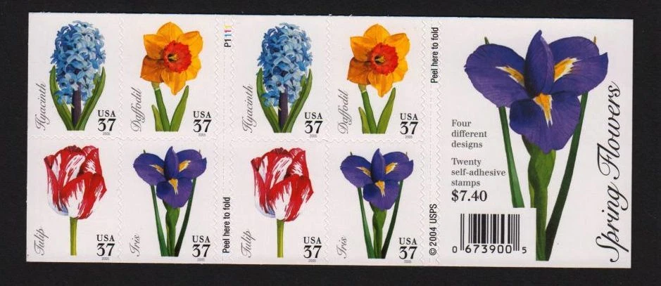 2005 Spring Flowers Sc 3903b mint 37c booklet of 20 plate number P1111 - Image 1 of 1