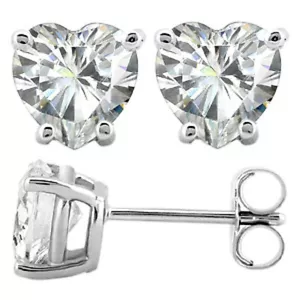 925 Sterling Silver CZ Heart Stud Earrings 6mm Studs Women Men Girls Gift - Picture 1 of 3