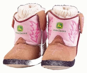 John Deere Montana Silversmiths Cowboy Kickers Baby/Toddler Pink Slippers