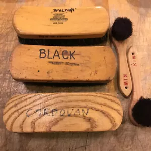 Vintage Set Of 5 Horsehair Shoe Polish Brushes Kiwi Empire Accra-Kappa - Picture 1 of 7