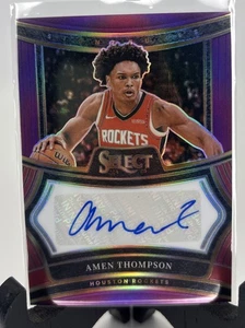 2024-25 Select Amen Thompson Signatures Purple Auto 48/75 Houston Rockets RC - Picture 1 of 3
