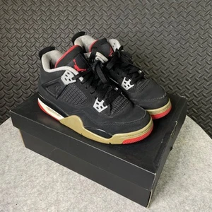 Air Jordan Retro 'Bred' GS Nero/Rosso Fuoco-Grigio Cemento 408452-060 Taglia 5,5Y - Foto 1 di 7