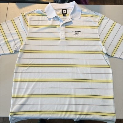 Footjoy White/yellow Stripe Punta Cana Resort Golf Polo Size XL - Image 1 of 4
