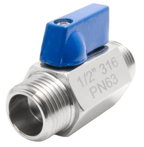 1" Edelstahl (316) Mini Kugelhahn - MxM NPT - Bild 1 von 1