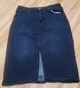 A New Day Women's Long Bluejean Denim Skirt Sz 16 Front Slit Country Chic Retro - Picture 1 of 7