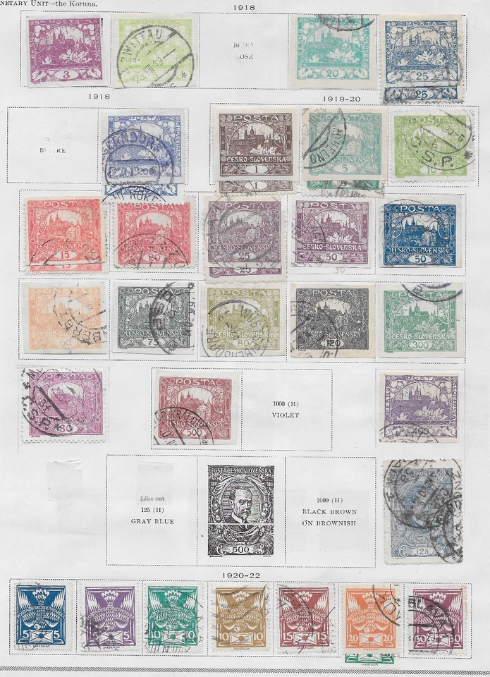 36 estampillas de Checoslovaquia de álbum antiguo de calidad 1918-1922 Foto 1 de 1