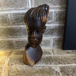 Hand Carved African Wood - Head Statue Of An African Woman - Picture 1 of 3