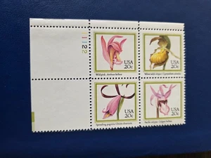 US Scott # 2076-79 - MNH 1984 20c Plate Block "Orchids" - Picture 1 of 2