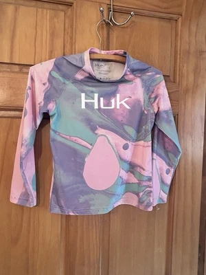 Camisa de Pesca Huk Juvenil Pequeño Rendimiento Transpirable Océano Rosa Manga Larga Foto 1 de 3