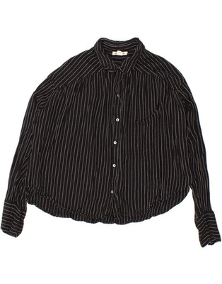 BILLABONG Womens Oversized Shirt UK 14 Medium Black Striped Cotton ZY10 - Image 1 of 3