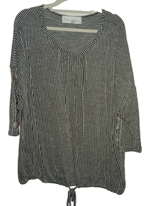 FRENCH WASH SCHWARZ WEISS GESTREIFTER DAMEN PULLOVER BLUSE GRÖSSE L - Bild 1 von 4