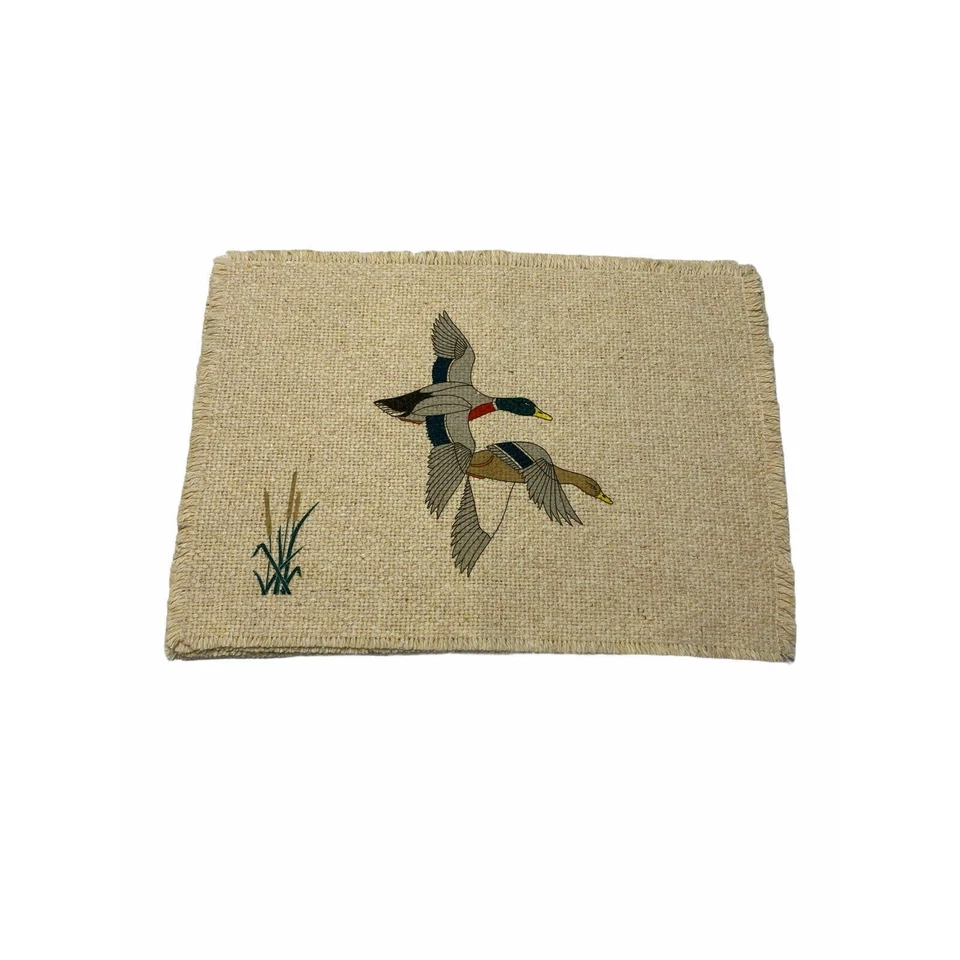 VTG Set of 4 Ivory Placemats  Handcrafts Ducks Print American Print USA - Image 1 of 4