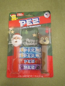 PEZ Weihnachtsmann & Rentier (2er-Pack), Neu & Versiegelt Feiertagsspender, 4 Süßigkeitenrollen - Bild 1 von 4