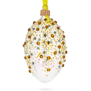 Gold Branches Glass Egg Christmas Ornament 4 Inches - Picture 1 of 4