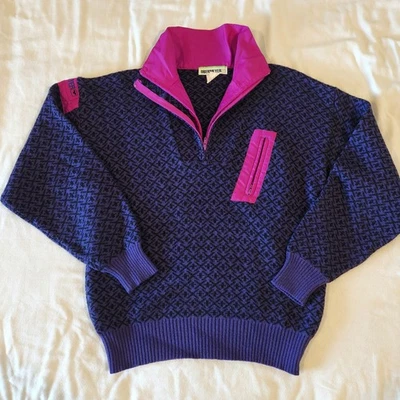 Vintage Obermeyer Kess Apres Wool Blend Sweater Neon 80s 90s Y2K Large - Image 1 of 4