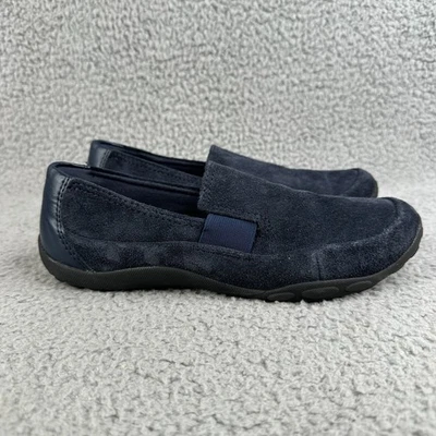 Clarks Mujer Zapatos Haley Park Azul Gamuza Cuero Mocasines Sin Cordones Planos Talla 7 Foto 1 de 4