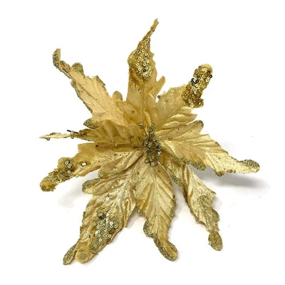 6-PK Brillo y Lentejuelas Decorado Tela Poinsettia Artificial Flujo Navidad... Foto 1 de 2