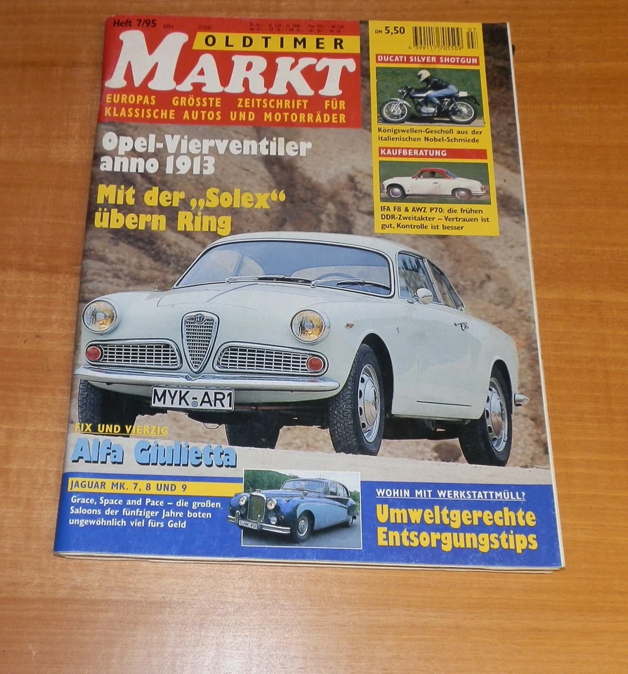 Markt 7/1995 IFA F 8, AWZ P70, Ducati Silver Shotgun, Jaguar MK 7, 8 + 9, Alfa.  - Bild 1 von 1