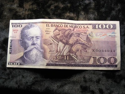Billete del viejo mundo MÉXICO 100 pesos 1982 P74 Carranza Foto 1 de 2