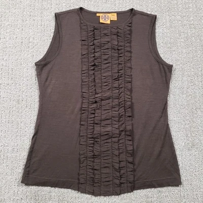 Tory Burch Top 女式 XL 棕色无袖背心休闲外出 — 第 1/4 张图片