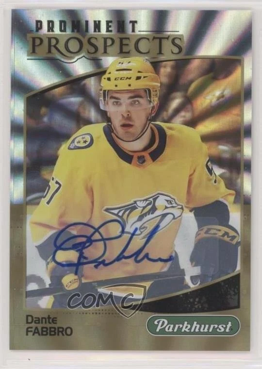 2019 Upper Deck Parkhurst Prominent Prospects Gold Dante Fabbro Rookie Auto RC - Image 1 of 2
