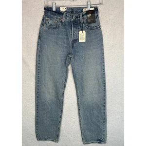 Levis 501 90s Jeans Womens 24x32 Blue Selvedge Denim Button Fly Straight Leg New - Picture 1 of 19