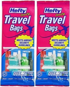 Hefty One Reisetaschen mit Reißverschluss Quartgröße entspricht Flughafensicherheitsrichtlinien, 14 Taschen - Bild 1 von 3