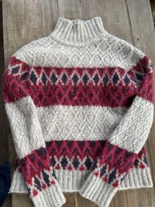 Suéter Faherty Frost Fair Isle Cuello Alto Alpaca Para Mujer Gris S DEFECTUOSO - Imagen 1 de 17