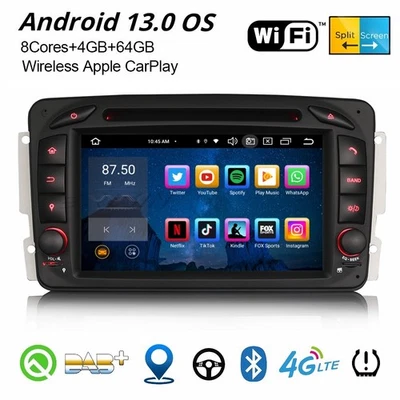 64GB Android 13 Autoradio Navi CarPlay Mercedes C/CLK/A/G Klasse W209 Viano Vito - Bild 1 von 4