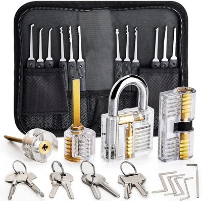 Lockpicking Set 26 teilig Dietrich Übungsschloss Spannwerkzeug Anfänger - Bild 1 von 4