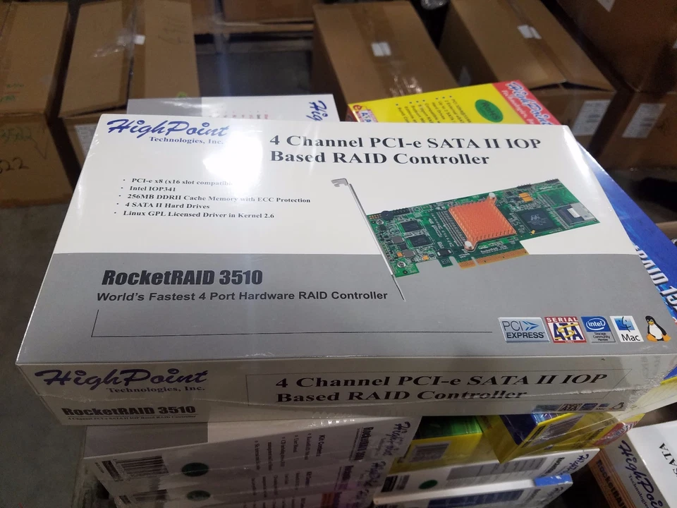 HighPoint RocketRAID 3510 IOP 4 Channel SATA II 3Gb/s PCI-E RAID Controller Card - Image 1 of 3