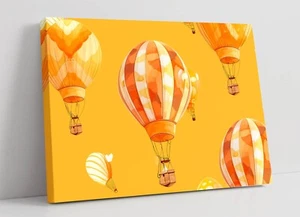 HOT AIR BALLOONS IN YELLOW SKY -FRAMED CANVAS WALL ART PICTURE PRINT - Picture 1 of 2