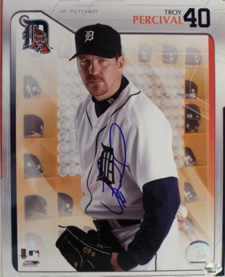 Foto autografiada de 8x10 firmada por Troy Percival Tigers MLB 17I Foto 1 de 2