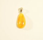 Natural Baltic amber yellow drop pendant with Silver clasp 1,5 grams 4846