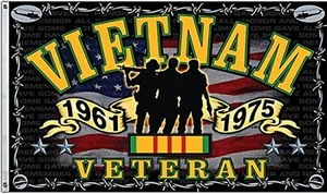 Vietnam Veteran Military Black Flag 3x5 w/ Grommets New - Picture 1 of 3