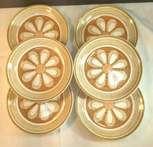6 VGC Royal China Cavalier Ironstone Orange Gold Flower MCM Bread Dessert Plates - Picture 1 of 6