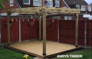 HEAVY DUTY WOODEN PERGOLA KIT , GARDEN PATIO (HEIGHT 2.1M , 2.4M ,2.7M ) - Picture 1 of 4