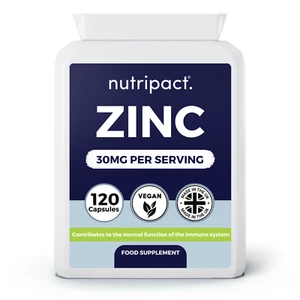 Zinc Citrate Supplement 30mg - 120 Vegan Capsules - High Strength Immune Health - Picture 1 of 6