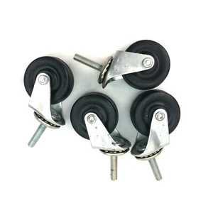 Vintage Lot of 4 wheels Swivel Stem Casters 2" wheel 1.25" threaded Stem - Picture 1 of 3