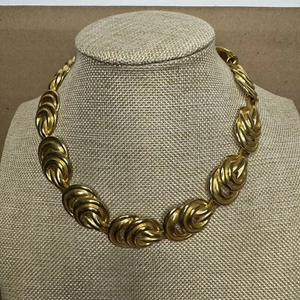 Vintage Anne Klein Halskette 90er Couture geknotet goldfarben klobig Film Requisite umschaltbar - Bild 1 von 8